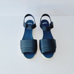 Camper Miri Navy Blue Leather Hook Loop Ankle Strap 39